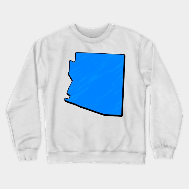 Bright Blue Arizona Outline Crewneck Sweatshirt by Mookle